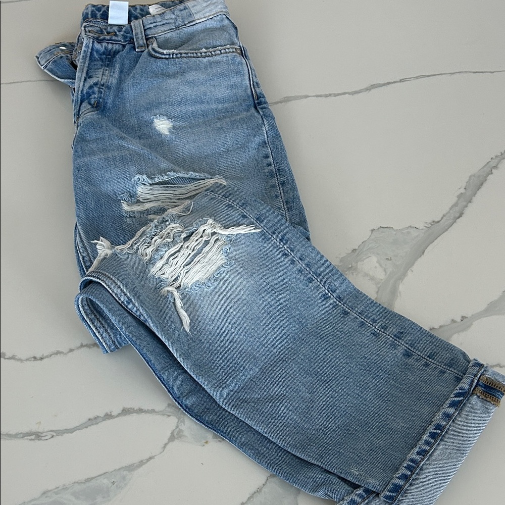 Women’s &Denim boyfriend  Distressed Blue Jeans